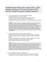 ASWB Practice Prep Exam (Latest 2025 / 2026 Update) Questions & Correct Answers (100% Correct Verified Answers) Already Graded A+