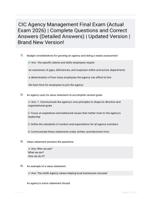 CIC Agency Management Final Exam (Actual Exam 2026) | Complete Questions and Correct Answers (Detailed Answers) | Updated Version | Brand New Version!