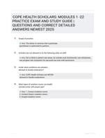 COPE HEALTH SCHOLARS: MODULES 1 -22  PRACTICE EXAM AND STUDY GUIDE | QUESTIONS AND CORRECT DETAILED ANSWERS NEWEST 2025