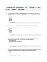 CANNON TRUST SCHOOL II EXAM QUESTIONS WITH CORRECT ANSWERS