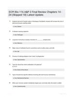 ECPI Bio 116 A&P 2 Final Review Chapters 14 - 24 (Skipped 18) Latest Update.