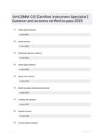 IAHCSMM CIS [Certified Instrument Specialist ] Question and answers verified to pass 2025
