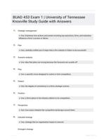 BUAD 453 Exam 1 | University of Tennessee Knoxville  Study Guide with Answers