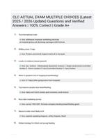 CLC ACTUAL EXAM MULTIPLE CHOICES (Latest 2025 / 2026 Update) Questions and Verified Answers | 100% Correct | Grade A+