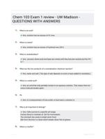 Chem 103 Exam 1 review - UW Madison -QUESTIONS WITH ANSWERS