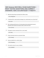GED Science 2025 REAL EXAM QUESTIONS |MOST TESTED QUESTIONS AND CORRECT ANSWERS |100% ACCURATE|GET IT RIGHT!!