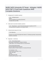NURS 5433 University Of Texas - Arlington -NURS 5433 FNP II Final Exam Questions With Complete Solutions