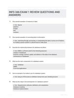 INFS 346 EXAM 1 REVIEW QUESTIONS AND ANSWERS