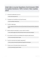 total rider e-course Questions And Answers With Complete Solutions 100% Correct | New Update 2025
