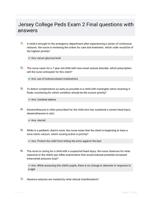 Jersey College Peds Exam 2 Final questions with answers