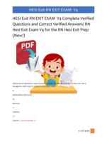 HESI Exit RN EXIT EXAM  V4 Complete Verified   Questions and Correct Verified Answers/ RN  Hesi Exit Exam V4