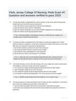 Peds Jersey College Of Nursing -Peds Exam #1 Question and answers verified to pass 2025