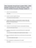 CNA Colorado Actual Exam (Latest 2025 / 2026 Update) Questions & Correct Answers (100% Correct Verified Answers) Already Graded A+