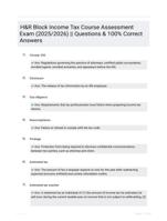 H&R Block Income Tax Course Assessment Exam (2025/2026) || Questions & 100% Correct Answers