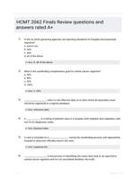 HCMT 2062 Finals Review questions and answers rated A+