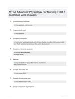 MTSA Advanced Physiology For Nursing TEST 1 questions with answers