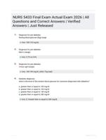 NURS 5433 Final Exam Actual Exam 2026 | All Questions and Correct Answers | Verified Answers | Just Released