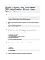 Midterm Exam/NURS 5433 Midterm Exam : 100% Verified Questions & Answers: Latest Updated Solution