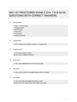 BIO 141 PROCTORED EXAM 2 (CH. 7 8 & CH.9) QUESTIONS WITH CORRECT ANSWERS