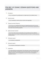 PSU BIO 141 EXAM 2 ZEMAN QUESTIONS AND ANSWERS