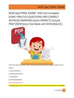 NUR 304 FINAL EXAM   With 200 Complete  EXAM  PRACTICE QUESTIONS AND CORRECT  DETAILED ANSWERS (100% CORRECT) 2025/26  PREP