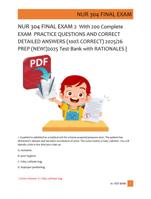 NUR 304 FINAL EXAM 2  With 200 Complete  EXAM  PRACTICE QUESTIONS AND CORRECT  DETAILED ANSWERS (100% CORRECT) 2025/26  PREP