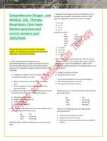 Comprehensive Oxygen and  Medical Gas Therapy,  Respiratory Care Exam  Review questions and  correct answers year  2025/2026.