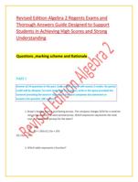 Revised Edition Algebra 2 Regents Exams and  Thorough Answers Guide Designed to Support  Students in Achieving