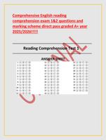 Comprehensive English reading  comprehension exam 1&2 questions and  marking scheme direct pass graded A+ year  20