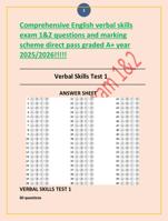 Comprehensive English verbal skills  exam 1&2 questions and marking  scheme direct pass graded A+ year  2025/2026!!!!!