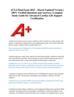 ACLS Final Exam Updated Version | 100% Verified Questions and Answers | Complete Study Guide for Advanced Cardia