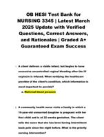 OB HESI Test Bank for NURSING 3345 | Latest March 2025 Update with Verified Questions, Correct Answers, and Ration