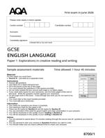 GCSE  ENGLISH LANGUAGE  Paper 1  Explorations in creative reading and writing