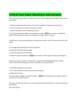 Critical Care Exam Questions and answers