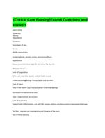 (Critical Care Nursing)Exam4 Questions and  answers