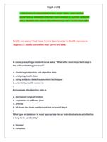 JARVIS HEALTH ASSESSMENT FINAL EXAM  2025  2026 SOLVED  QUESTIONS &  ANSWERS VERIFIED 100% GRADED A+