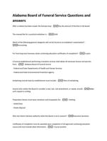 Alabama Board of Funeral Service Questions and  answers