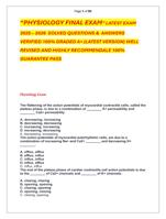 PHYSIOLOGY FINAL EXAM LATEST EXAM  2025  2026  SOLVED QUESTIONS &  ANSWERS  VERIFIED 100% GRADED A+