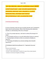 ATI RN MENTAL HEALTH NURSING EXAM 2025  LATEST EXAM 2025  2026  SOLVED QUESTIONS &   ANSWERS VERIFIED 100%