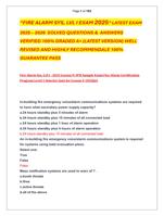 FIRE ALARM SYS, LVL I EXAM 2025 LATEST EXAM  2025  2026  SOLVED QUESTIONS &  ANSWERS  VERIFIED 100% GRADED A+