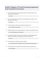 NJDEP Category 7D Food Processing Applicator Exam Questions & Answers