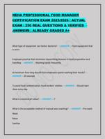 NEHA PROFESSIONAL FOOD MANAGER CERTIFICATION EXAM 2025/2026 | ACTU