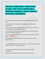 CRITICAL CARE EXAM 1 QUESTIONS | ACTUAL TESTSTYLE QUESTIO