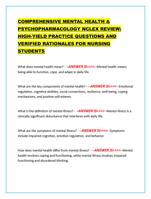 COMPREHENSIVE MENTAL HEALTH &  PSYCHOPHARMACOLOGY NCLEX REVIEW:  HI