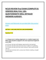 NCLEX REVIEW EXAM (COMPLETE &  VERIFIED) REAL FULL 120+  QUES