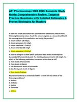 ATI Pharmacology CMS 2026 Complete Study  Guide: Comprehensi