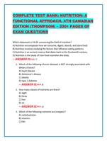 COMPLETE TEST BANK: NUTRITION: A FUNCTIONAL APPROACH, 4TH CA