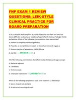 FNP EXAM 1 REVIEW QUESTIONS: LEIK-STYLE CLINICAL PRACTICE FO