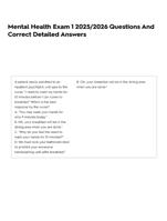 Mental Health Exam 1 2025/2026 Questions And Correct Detailed Answers
