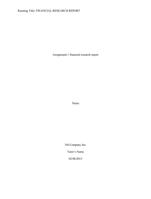 Financial Research Report Assignment 1: Financial Research  ReportDue